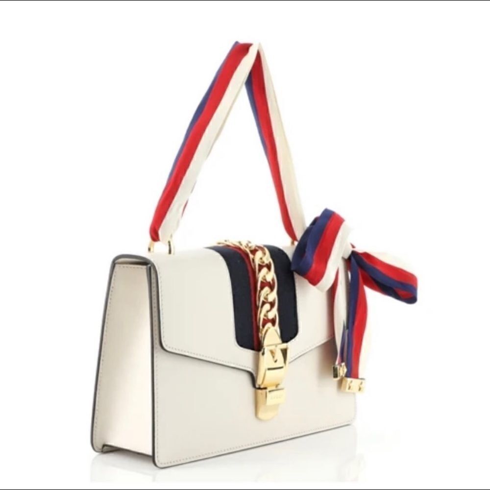 Gucci Sylvie White Leather Shoulder Bag - Picture 3 of 13